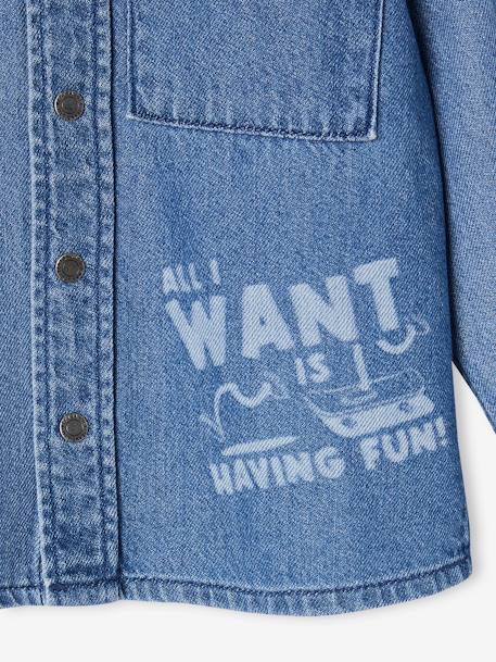 Denim overhemd met capuchon en patches voor jongens double stone - vertbaudet enfant 