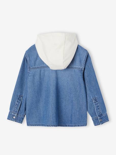 Denim overhemd met capuchon en patches voor jongens double stone - vertbaudet enfant 