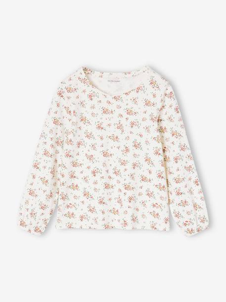 Set schortjurk van fluweel en T-shirt meisjes groen+rozen - vertbaudet enfant 