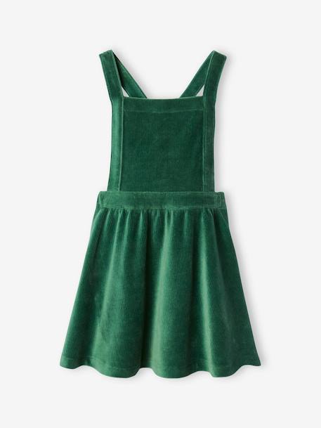 Set schortjurk van fluweel en T-shirt meisjes groen+rozen - vertbaudet enfant 