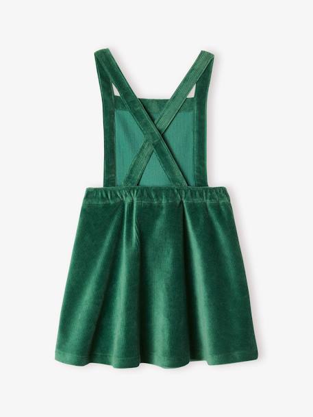 Set schortjurk van fluweel en T-shirt meisjes groen+rozen - vertbaudet enfant 