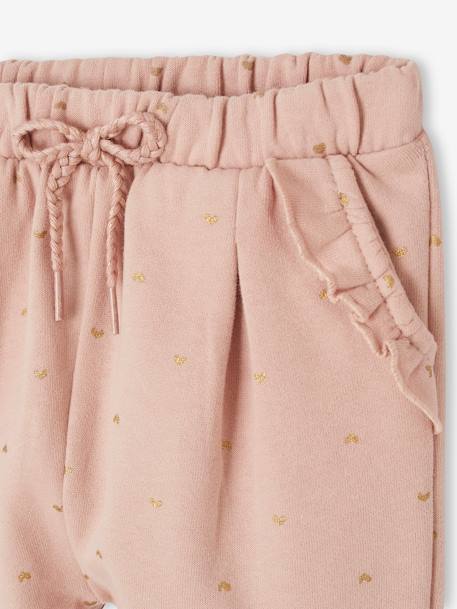 Fleece-pantalon voor meisjesbaby ecru+grijsblauw+koper met print+roze (poederkleur)+saliegroen - vertbaudet enfant 