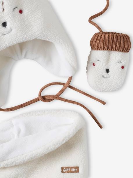 Kerstset muts + sjaal + wanten voor babyjongens ecru - vertbaudet enfant 