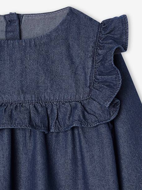 Lichtgewicht denim jurk met ruches donkerblauw - vertbaudet enfant 