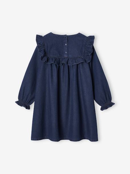 Lichtgewicht denim jurk met ruches donkerblauw - vertbaudet enfant 