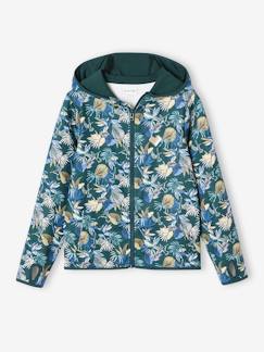 Meisje-Trui, vest, sweater-Sweater-Sport sweatshirt met rits en bloemenprint in technisch materiaal