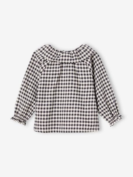 Babyblouse met kraagje en ruitmotief babymeisje zwart, geruit - vertbaudet enfant 