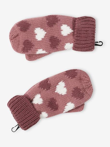 Set muts + snood + handschoenen met hartjes meisje grijsblauw - vertbaudet enfant 