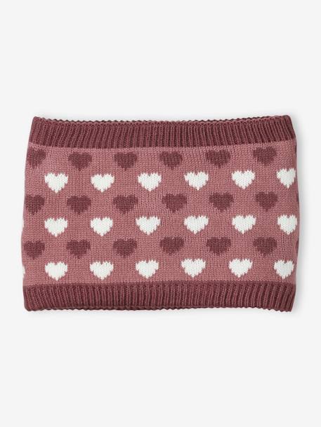 Set muts + snood + handschoenen met hartjes meisje grijsblauw - vertbaudet enfant 