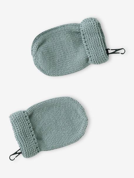 Set voor babyjongen met mutsje + snood + wanten BASICS blauwgroen+grijsblauw - vertbaudet enfant 