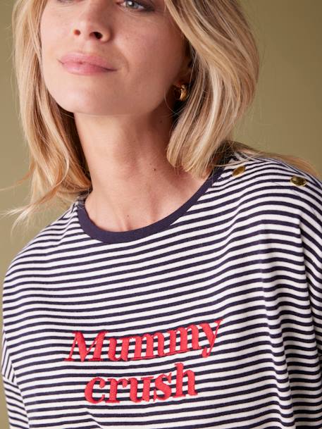 Zwangerschapsshirt in de stijl van een sweater 'Mummy Crush' ENVIE DE FRAISE marineblauw - vertbaudet enfant 