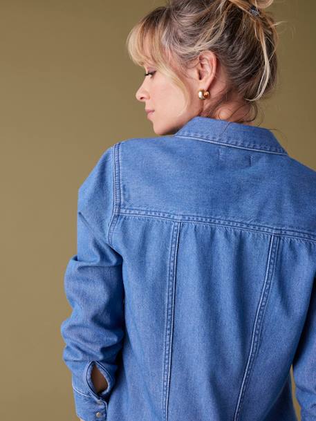 Zwangerschapsblouse van spijkerstof ENVIE DE FRAISE ongewassen denim - vertbaudet enfant 