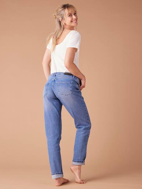 Mom jeans voor zwangere vrouwen met afneembare band ENVIE DE FRAISE donkerblauw+stone - vertbaudet enfant 