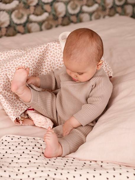 Babyset met gebreide broek + sokjes beige - vertbaudet enfant 