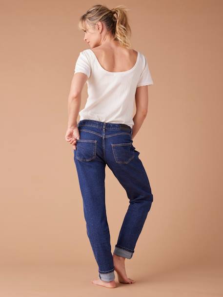 Mom jeans voor zwangere vrouwen met afneembare band ENVIE DE FRAISE donkerblauw+stone - vertbaudet enfant 