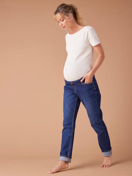 Mom jeans voor zwangere vrouwen met afneembare band ENVIE DE FRAISE donkerblauw+stone - vertbaudet enfant 