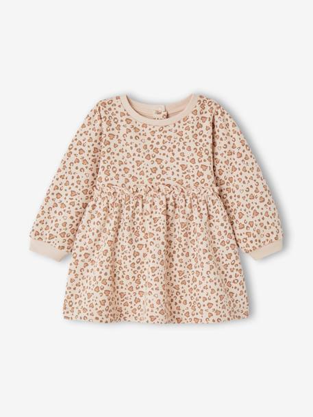 Babyjurk van molton beige (poederkleur)+goudbeige+nachtblauw - vertbaudet enfant 