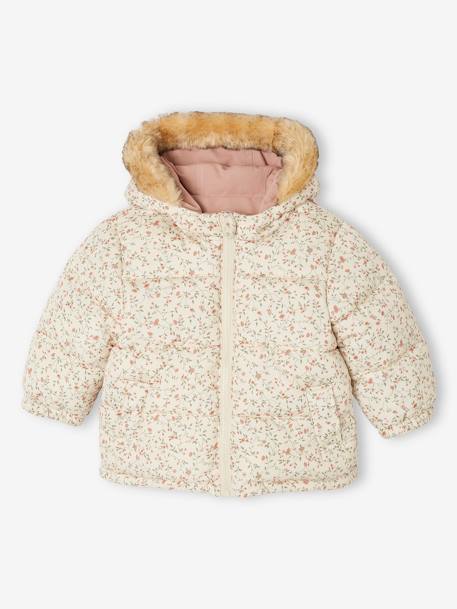 Omkeerbaar donsjack/parka voor baby oudroze - vertbaudet enfant 