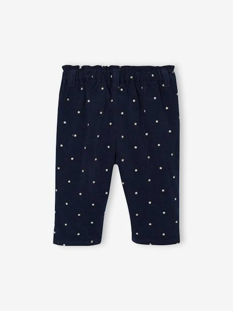 Ribfluwelen paperbag broek voor baby's blauwgroen+marineblauw - vertbaudet enfant 