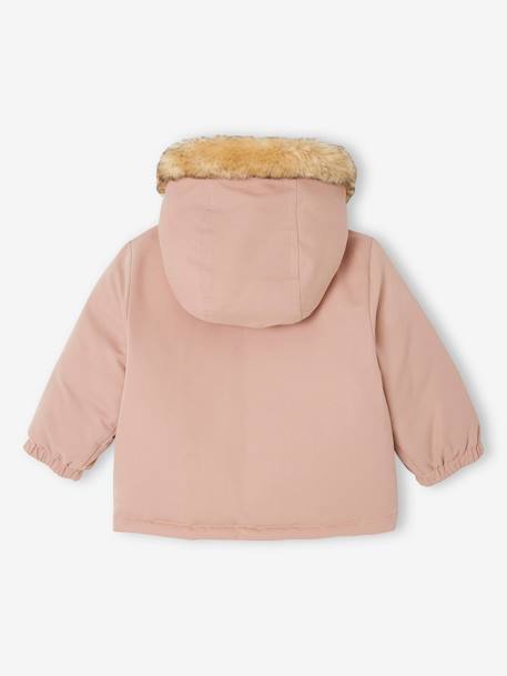 Omkeerbaar donsjack/parka voor baby oudroze - vertbaudet enfant 