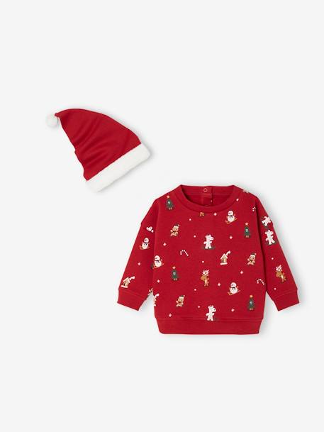 Baby Weihnachts-Geschenkset: Sweatshirt & Mütze rood - vertbaudet enfant 