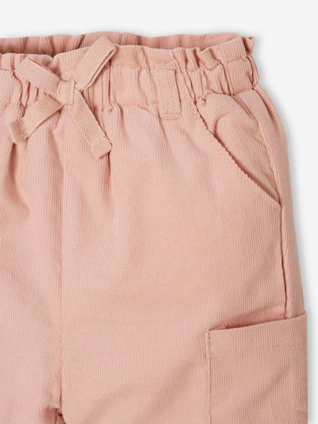 Fluwelen battlebroek met fleece voering voor baby's roze (poederkleur) - vertbaudet enfant 