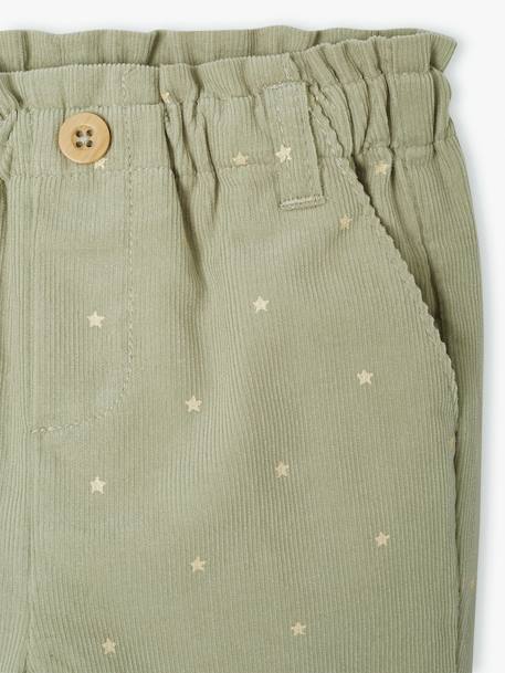 Ribfluwelen paperbag broek voor baby's blauwgroen+marineblauw - vertbaudet enfant 