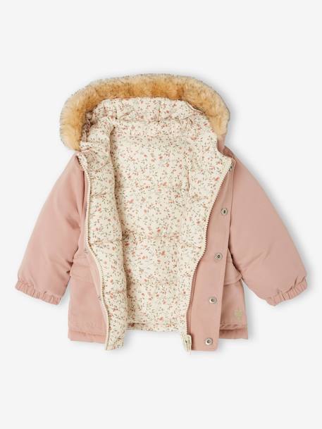 Omkeerbaar donsjack/parka voor baby oudroze - vertbaudet enfant 