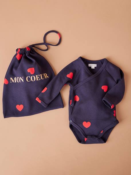 Zwangerschapspakket 'Mon coeur' Zwangerschapsnachthemd + babyromper + etui ENVIE DE FRAISE marineblauw - vertbaudet enfant 