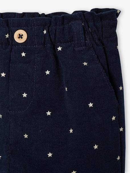 Ribfluwelen paperbag broek voor baby's blauwgroen+marineblauw - vertbaudet enfant 