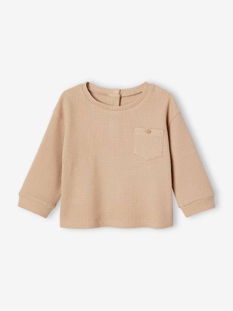 T-shirt met honingraatstructuur jongensbaby beige - vertbaudet enfant 