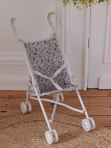 Rieten kinderwagen voor pop ecru+geel+groen+wit - vertbaudet enfant 