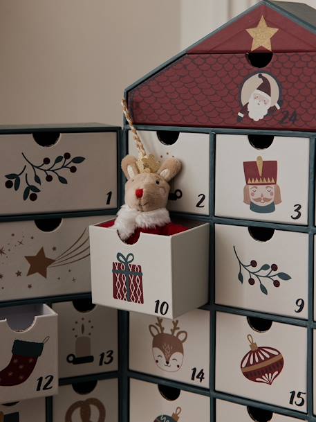 Adventskalender huis van karton groen, bedrukt - vertbaudet enfant 