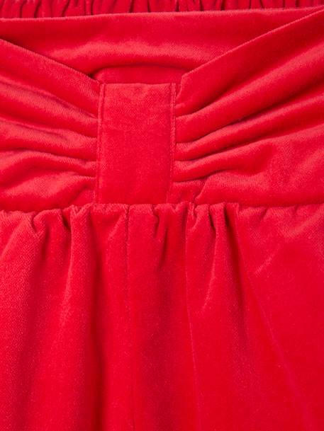 Meisjesshort van glad fluweel met geknoopt effect vooraan rood - vertbaudet enfant 