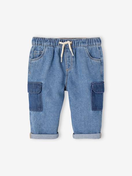 Battlejeans baby met contrasterende zakken stone - vertbaudet enfant 