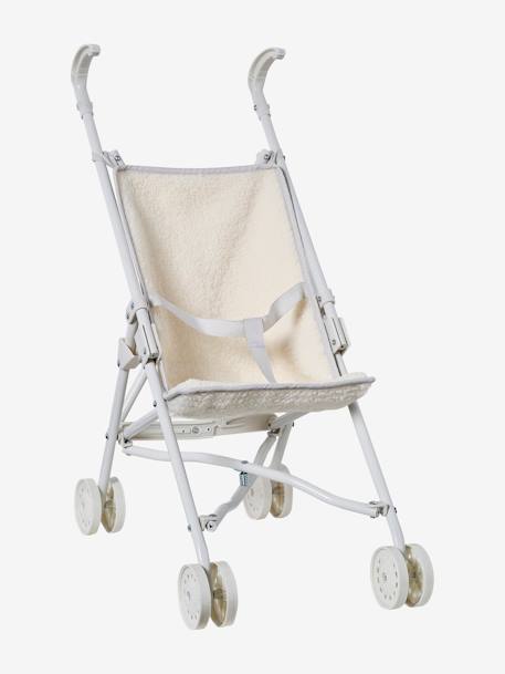 Rieten kinderwagen voor pop ecru+geel+groen+wit - vertbaudet enfant 