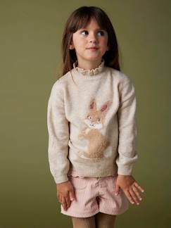 Meisje-Trui, vest, sweater-Meisjestrui in jacquard met pailletten