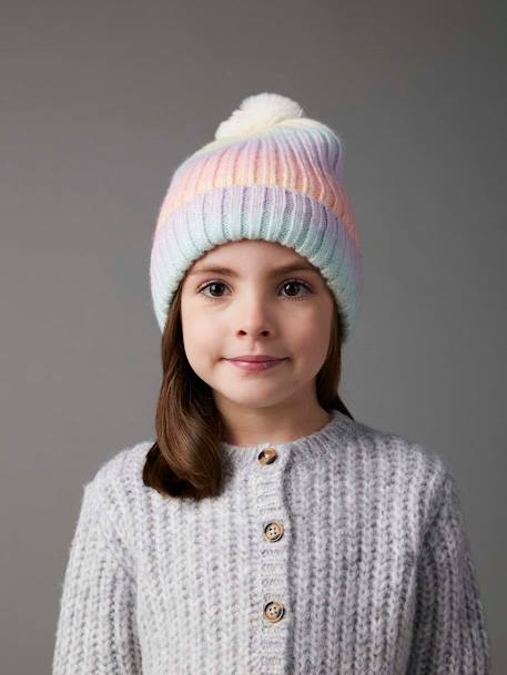 Set muts + snood regenboog meisje LICHTBLAUW TWEEKLEURIG/VEELKLE - vertbaudet enfant 