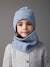 Set van muts + snood + wanten in kabelbreiwerk ecru+grijsblauw+ROZE - vertbaudet enfant 