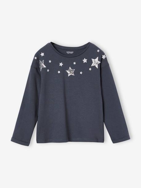 Meisjesshirt in thema kerst met glanzende sterren antraciet - vertbaudet enfant 