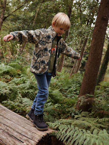 Ritssweater jongens van camouflagefleece saliegroen - vertbaudet enfant 