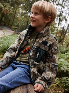 Jongens-Trui, vest, sweater-Ritssweater jongens van camouflagefleece