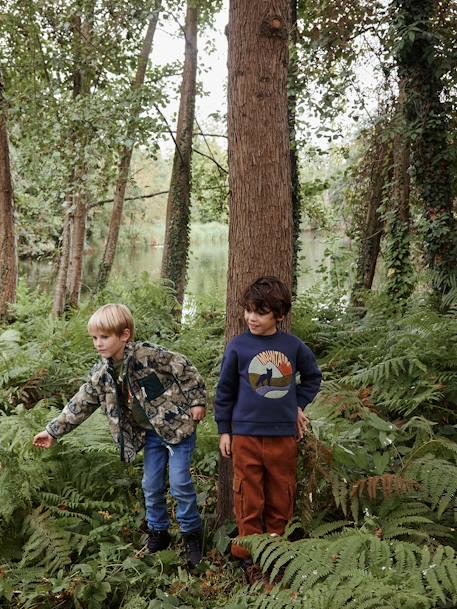 Met jersey gevoerde velours cargobroek voor jongens cacao - vertbaudet enfant 