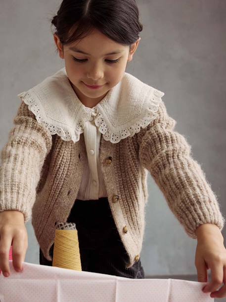 Hemd van katoenen gaas met Engels borduurwerk ecru - vertbaudet enfant 