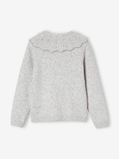 Festlicher Mädchen Cardigan mit Strass-Kragen gemêleerd grijs - vertbaudet enfant 