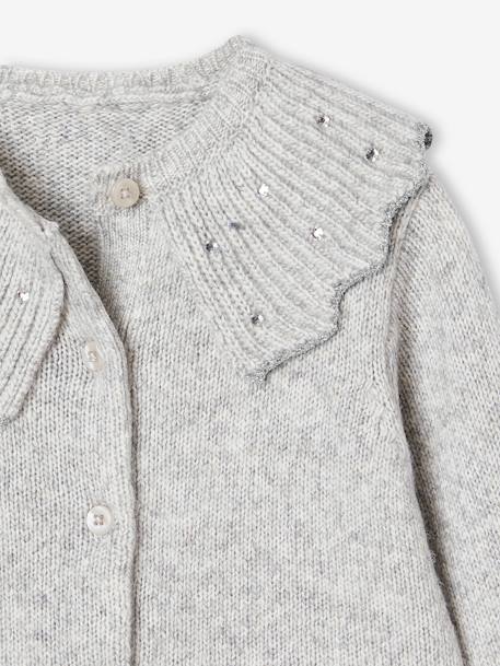 Festlicher Mädchen Cardigan mit Strass-Kragen gemêleerd grijs - vertbaudet enfant 