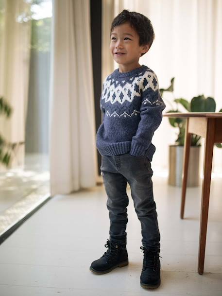 Slim fit jongensjeans Morphologik 'waterless' heupomtrek MEDIUM DENIM DONKERGRIJS+double stone+RUW DENIM+STONE - vertbaudet enfant 