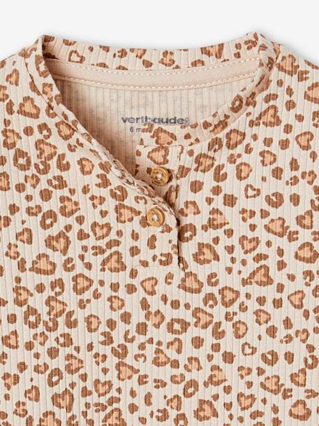 T-shirt van ribtricot baby lange mouwen beige (poederkleur)+roest - vertbaudet enfant 