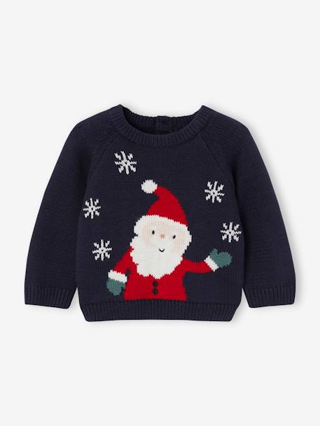 Baby Jacquardpullover mit Weihnachtsmann marineblauw - vertbaudet enfant 