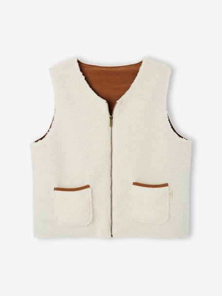 Omkeerbaar mouwloos vest voor volwassenen familie-capsulecollectie ecru - vertbaudet enfant 